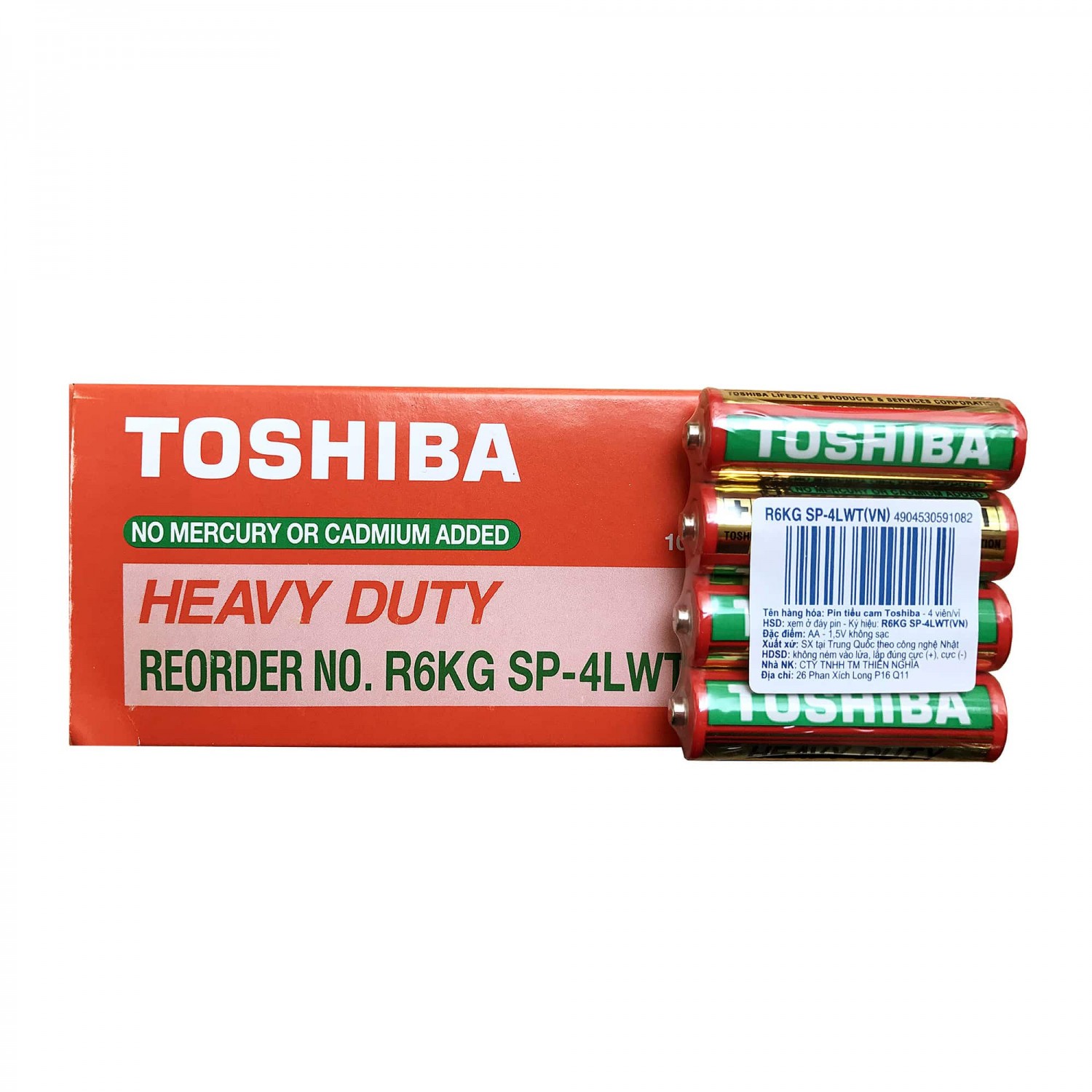 Pin tiểu Toshiba  AA 1,5v không sạc (R6KG-SP4)